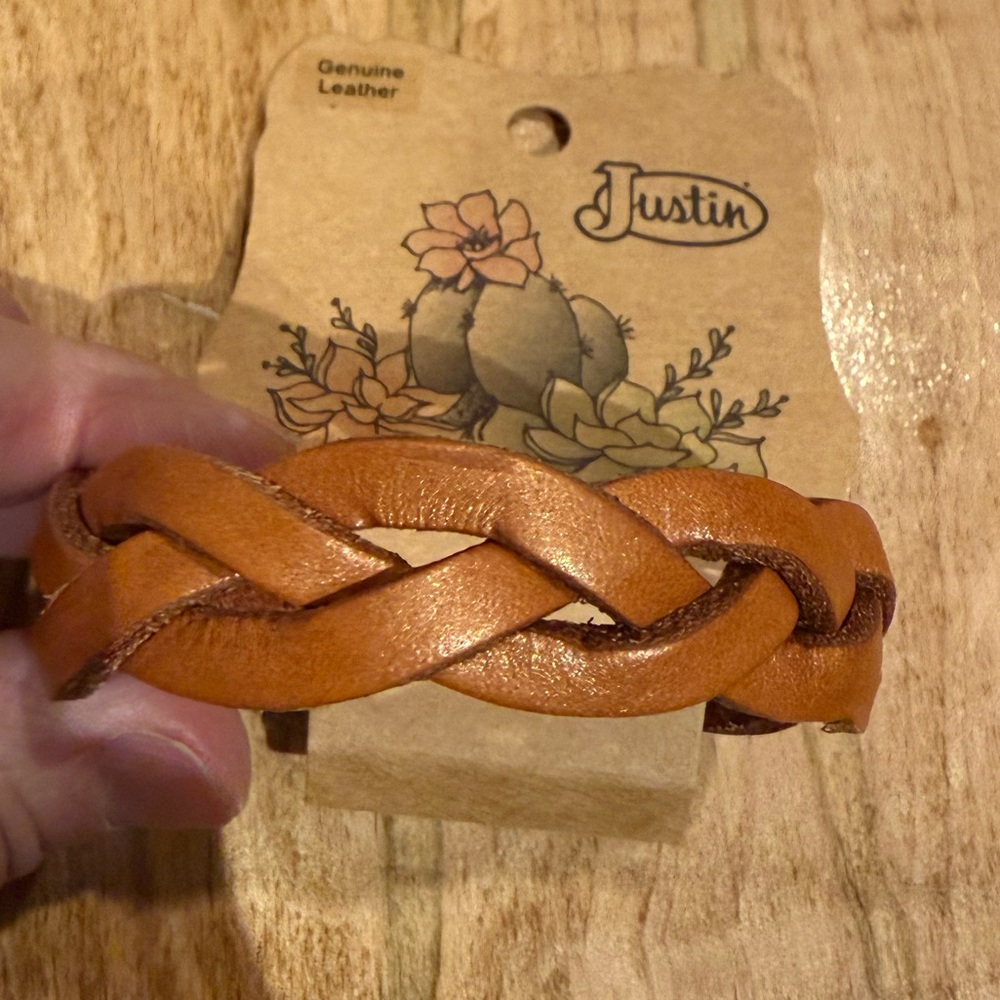 Justin Boots Brown Braided Leather Bracelet
